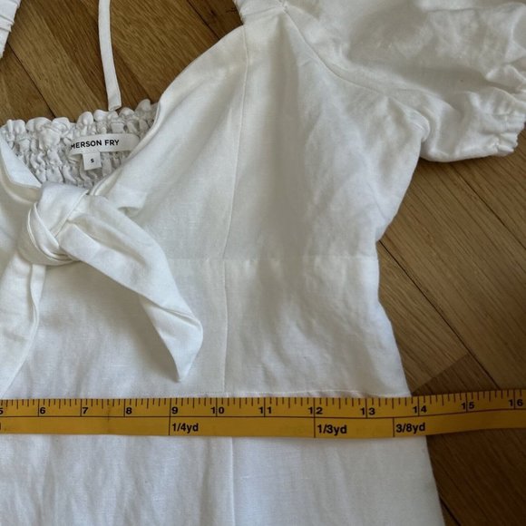 Emerson Fry Size Small Amy Puff Sleeve Short Dress - White. Lined. Linen NWOT - Picture 8 of 10